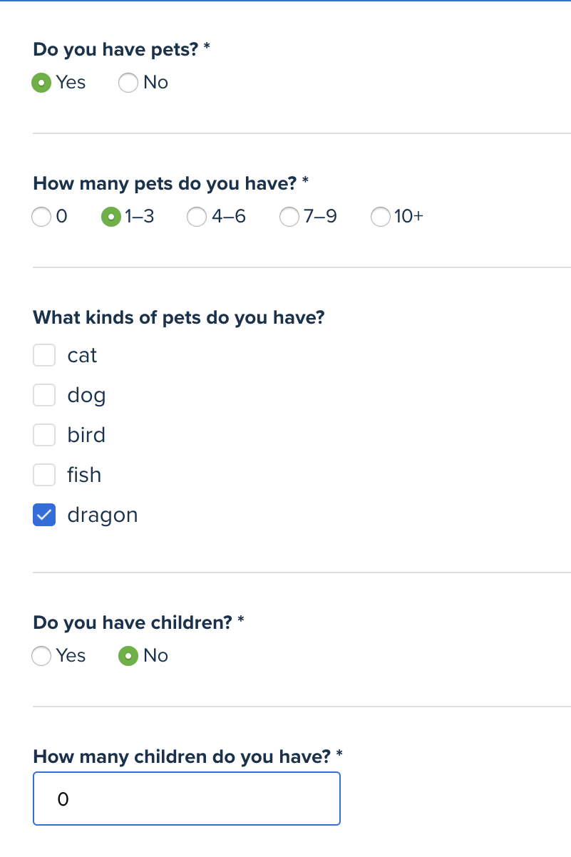 A screenshot of the profile form getting filled out.