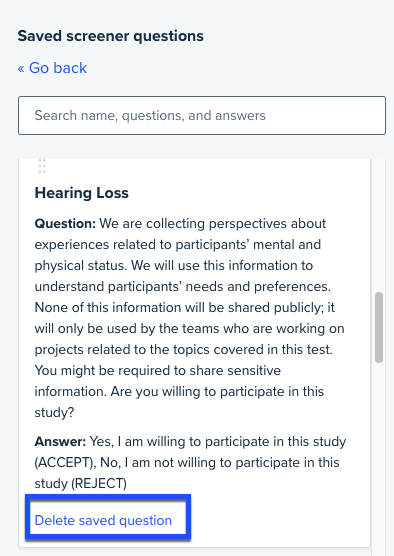 saved screener questions_delete