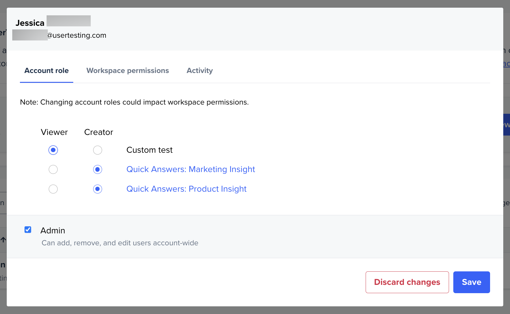 assigning viewer role usertesting