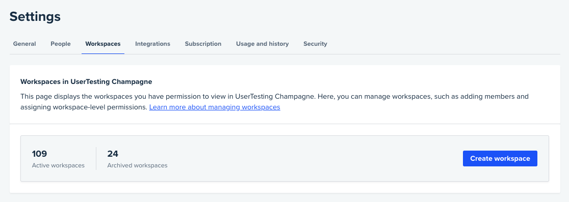 Workspaces tab usertesting