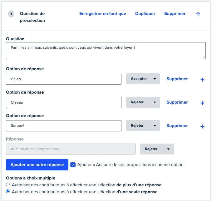 accept/reject screener question french usertesting