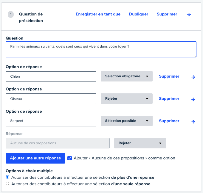 must select may select screener french usertesting