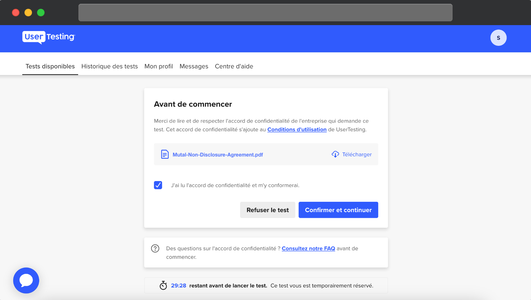 French confidentiality terms_before starting test_checked.png