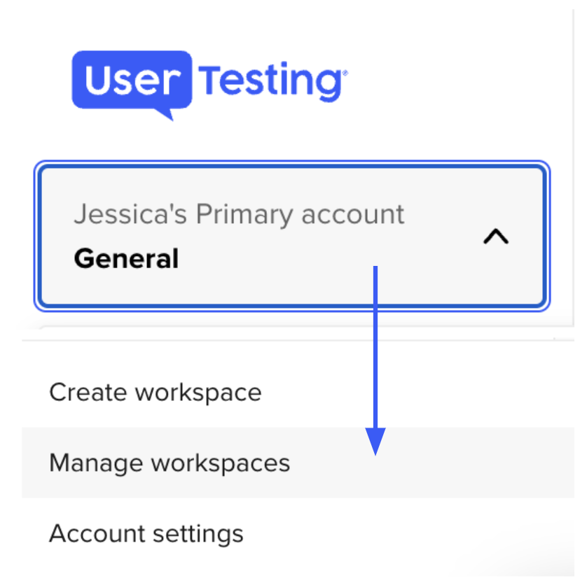 account switcher manage workspaces usertesting.png