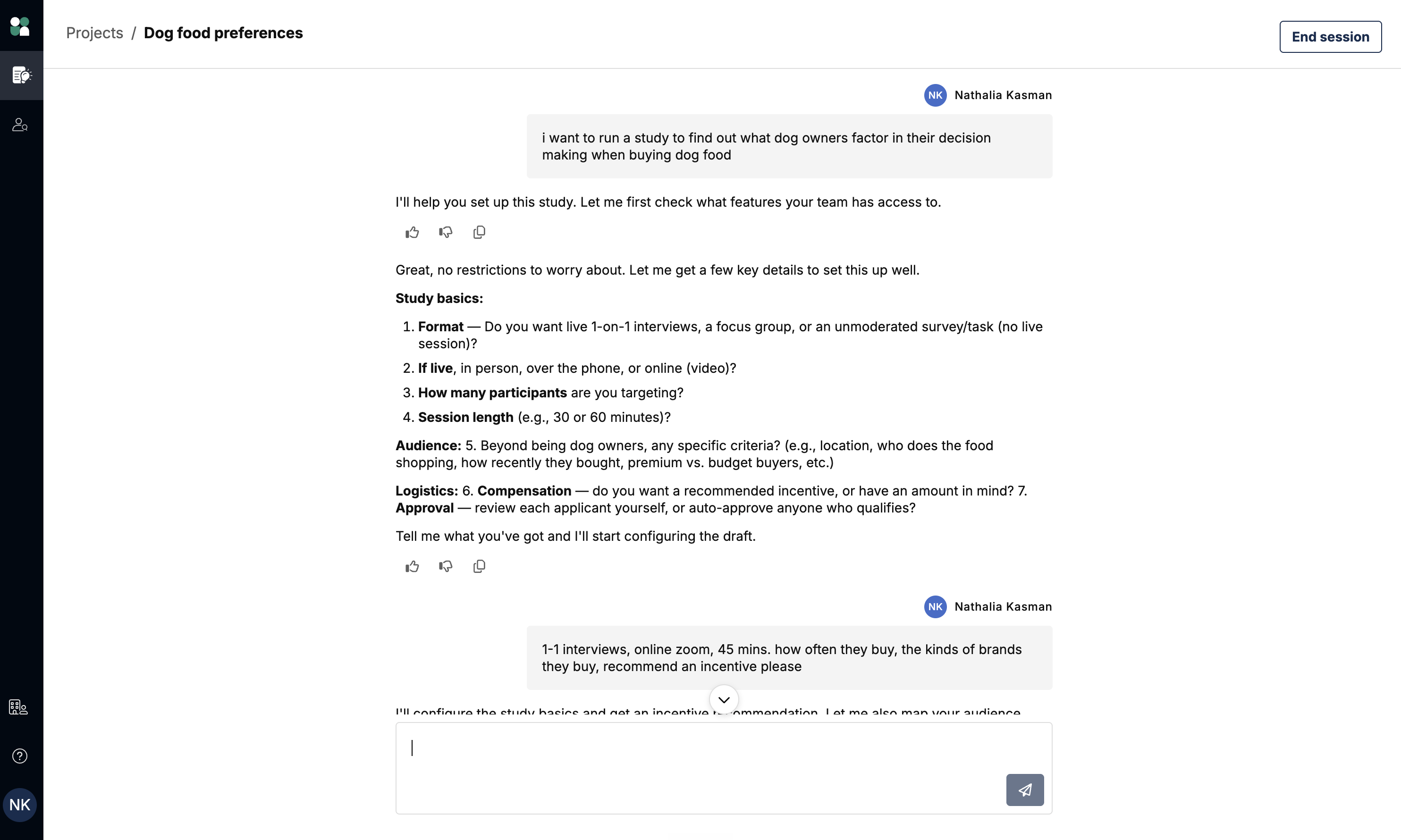 Moderated study setup