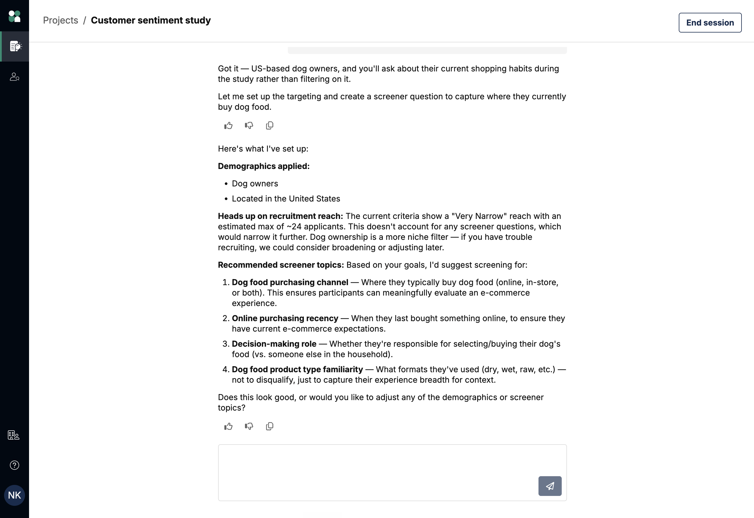 Recommended recruitment criteria and screener